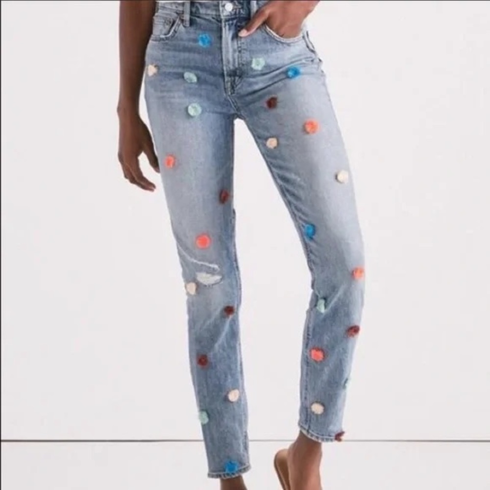 Lucky Brand Bridgette skinny pompom jeans size 2/26